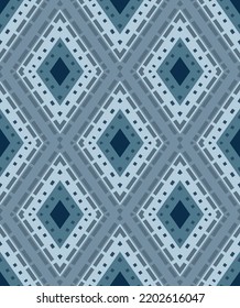 Abstraktes Handzeichnen Geometrisches Diamant Argyle Formen Nahtlose ethnische böhmische traditionelle Vektormuster einzeln auf Hintergrund