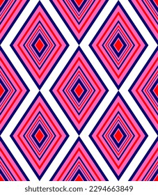 Abstract Hand Drawing Geometric Diamond Argyle Shapes Seamless Chevron Vector Pattern Isolated Background
