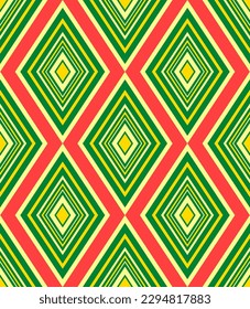 Abstract Hand Drawing Geometric Diamond Argyle Shapes Seamless Chevron Vector Pattern Isolated Background