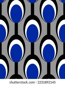 Abstract Hand Drawing Geometric Ellipse Circle Chain Shapes Seamless Vector Pattern Isolated Background