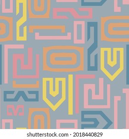 Abstract Hand Drawing Geometric Ethnic Greek Key Shapes Seamless Vector Pattern Isolated Background 