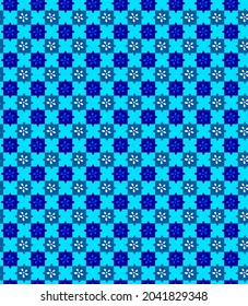 Abstract Hand Drawing Geometric Ethnic Floral Shapes Squares Neck Tie Seamless Vector Pattern Isolated Turquoise Blue Background