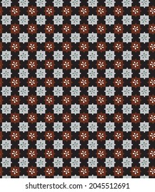 Abstract Hand Drawing Geometric Ethnic Floral Shapes Squares Neck Tie Seamless Vector Pattern Isolated Brown Colors Background
