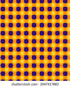 Abstract Hand Drawing Geometric Ethnic Floral Shapes Squares Neck Tie Seamless Vector Pattern Isolated Orange Purple Background