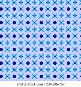 Abstract Hand Drawing Geometric Ethnic Shapes Dots Neck Tie Seamless Vector Pattern Isolated Blue Background