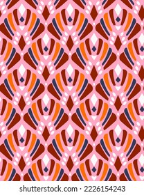 Abstract Hand Drawing Geometric Ethnic Shell Shapes Seamless Vector Pattern Isolated Background 