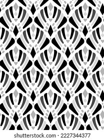 Abstract Hand Drawing Geometric Ethnic Shell Shapes Seamless Vector Pattern Isolated Background 