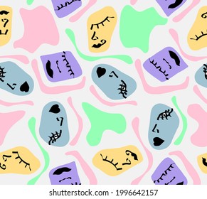 Resumen Dibujo a mano Rostros geométricos y formas Patrón vectorial sin soldadura Fondo aislado