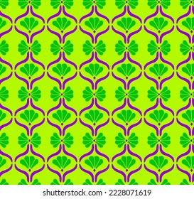 Abstract Hand Drawing Geometric Floral Tile Art Deco Shapes Seamless Vector Pattern Isolated Background