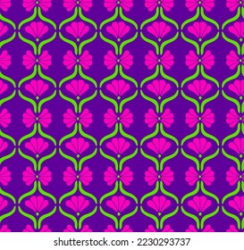 Abstract Hand Drawing Geometric Floral Tile Art Deco Shapes Seamless Vector Pattern Isolated Background