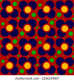 Abstrakte handgezeichnete geometrische Blumen und Punkte Nahtloses Vektormuster, isolierter Hintergrund