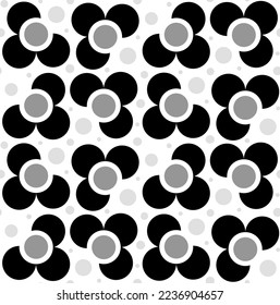 Abstract Hand Drawing Geometric Flowers and Dots Seamless Vector Pattern Isolated Background