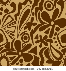 Dibujo a mano Abstractas Flores Geométricas Formas Hojas y Paisleys Patrón de Vector sin costura Fondo aislado