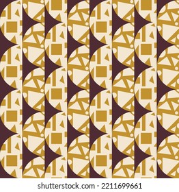 Abstract Hand Drawing Geometric Half Circles Seamless Tile Art Deco Vector Pattern Isolated Background