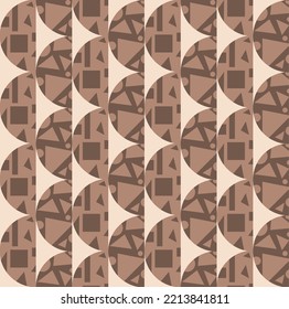 Resumen Plano de mano Dibujo Geométrico Medio Círculos Sin Marea Estilo Art Deco Patrón Vector Aislado Fondo