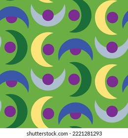 Abstract Hand Drawing Geometric Half Circles and Dots Seamless Vector Pattern Isolated Background