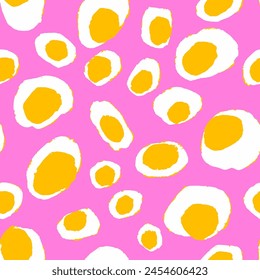 Abstract Hand Drawing Geometric Irregular Dots Eggs Leopard Skin Shapes Seamless Retro Vector Pattern Isolated Background