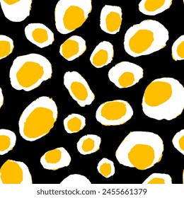 Abstract Hand Drawing Geometric Irregular Dots Eggs Leopard Skin Shapes Seamless Retro Vector Pattern Isolated Background