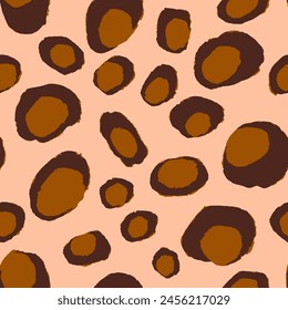 Abstrakte Handzeichnung Geometrische unregelmäßige Punkte Eier Leopardenhaut Formen Nahtlose Retro Vektorgrafik Muster Isolierter Hintergrund