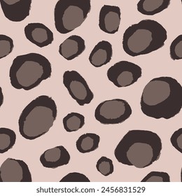 Abstract Hand Drawing Geometric Irregular Dots Eggs Leopard Skin Shapes Seamless Retro Vector Pattern Isolated Background