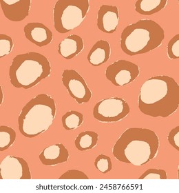 Abstrakte Handzeichnung Geometrische unregelmäßige Punkte Eier Leopardenhaut Formen Nahtlose Retro Vektorgrafik Muster Isolierter Hintergrund