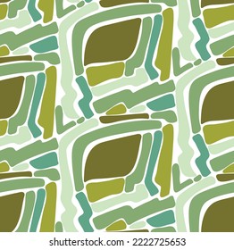 Abstract Hand Drawing Geometric Labyrint Camouflage Shapes Seamless Vector Pattern Isolated Background
