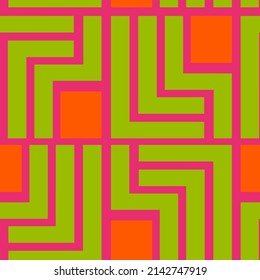 Abstract Hand Drawing Geometric Labyrinth Maze Grid Seamless Vector Pattern Isolated Background