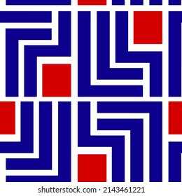 Abstract Hand Drawing Geometric Labyrinth Maze Grid Seamless Vector Pattern Isolated Background
