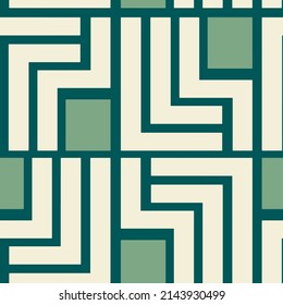 Abstract Hand Drawing Geometric Labyrinth Maze Grid Seamless Vector Pattern Isolated Background