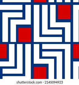 Abstract Hand Drawing Geometric Labyrinth Maze Grid Seamless Vector Pattern Isolated Background