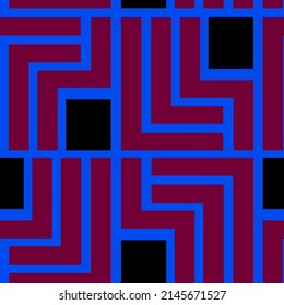 Abstract Hand Drawing Geometric Labyrinth Maze Grid Seamless Vector Pattern Isolated Background