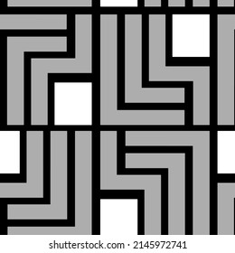 Abstraktes Handzeichnen Geometrisches Labyrinth Maze Raster Nahtlose Vektormuster einzeln auf Hintergrund