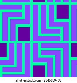 Abstract Hand Drawing Geometric Labyrinth Maze Grid Seamless Vector Pattern Isolated Background