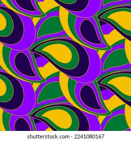 Abstract Hand Drawing Geometric Layered Paisleys Seamless Vector Pattern Isolated Background