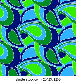 Abstract Hand Drawing Geometric Layered Paisleys Seamless Vector Pattern Isolated Background