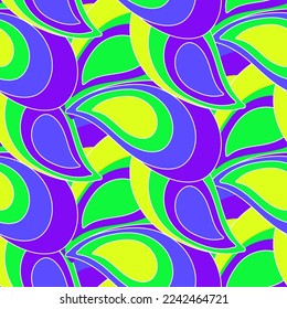 Abstract Hand Drawing Geometric Layered Paisleys Seamless Vector Pattern Isolated Background