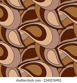 Abstract Hand Drawing Geometric Layered Paisleys Seamless Vector Pattern Isolated Background