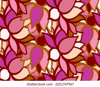 Abstracto Dibujo A Mano De Flores De Loto Geométricas En Niveles Deja Un Fondo Aislado De Patrón Vector Sin Margen