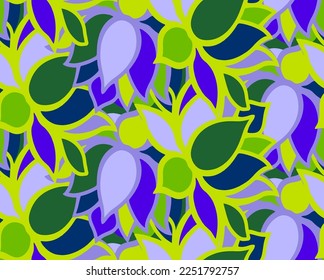 Abstract Hand Drawing Geometric Layered Lotus Flowers Leaves Seamless Vector Pattern Isolated Background