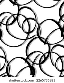 Resumen Dibujo A Mano Dibujo Pincel Geométrico Escalado Elipses Estrocados Círculos Redondos Cadenas Patrón Vector sin Marea Fondo Aislado 