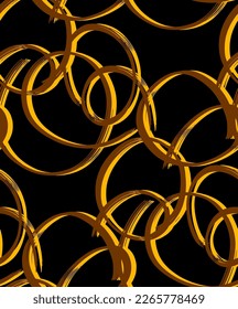 Abstract Hand Drawing Geometric Layered Brush Stroked Ellipses Round Circles Chains Seamless Vector Pattern Isolated Background 