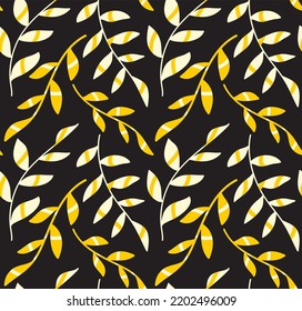 Abstract Hand Drawing Geometric Leaves Seamless Vector Pattern Isolated Background