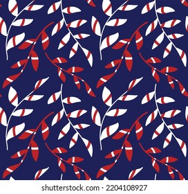 Abstract Hand Drawing Geometric Leaves Seamless Vector Pattern Isolated Background