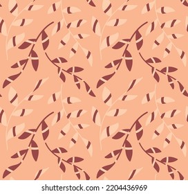 Abstract Hand Drawing Geometric Leaves Seamless Vector Pattern Isolated Background