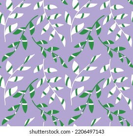 Abstract Hand Drawing Geometric Leaves Seamless Vector Pattern Isolated Background