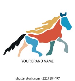 Abstract Hand Drawing Geometric Line Drawing Horse Logo Vector Pattern Isolated Background