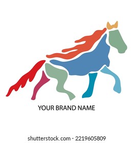 Abstract Hand Drawing Geometric Line Drawing Horse Logo Vector Pattern Isolated Background