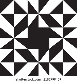 Abstract Hand Drawing Geometric Optical Squares Triangles Seamless Vector Pattern Isolated Background