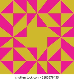 Abstract Hand Drawing Geometric Optical Squares Triangles Seamless Vector Pattern Isolated Background