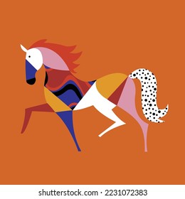 Abstract Hand Drawing Geometric Origami Unicorn Horse Logo Placement Print Vector Pattern Isolated Background